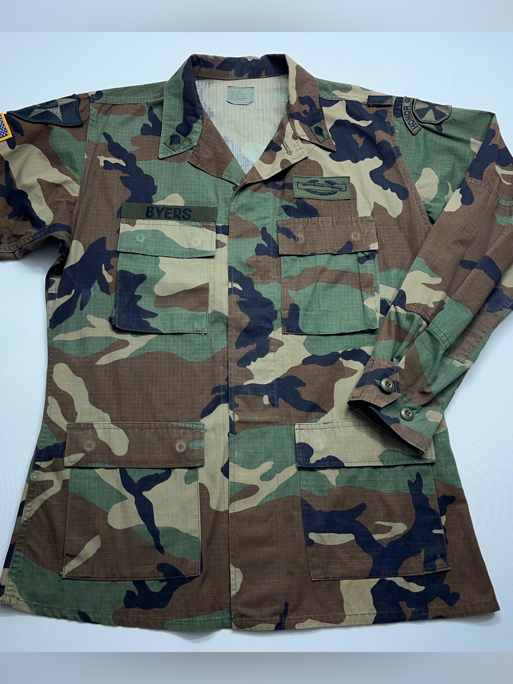 US Military Woodland Camo Jacket Mens Medium Long Hot Weather Ripstop Combat